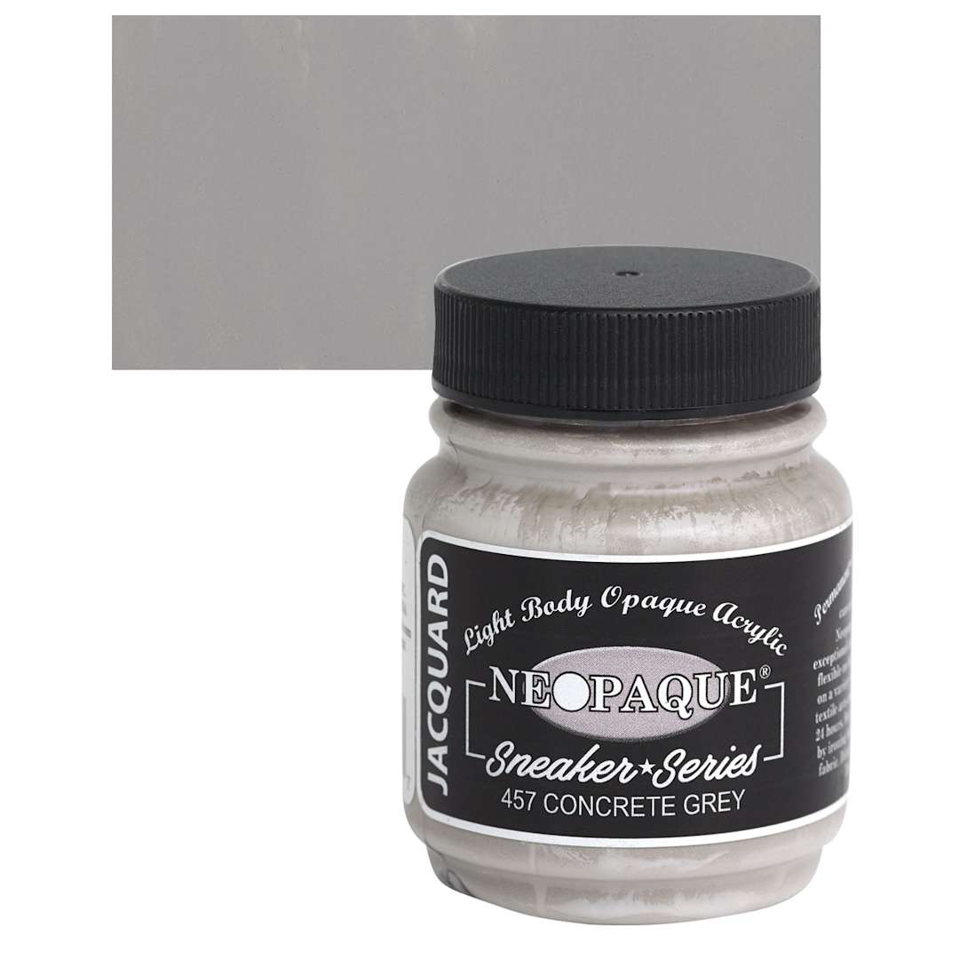 Open in modal - Jacquard Neopaque Acrylic - Concrete Grey, 2.25 oz jar and swatch