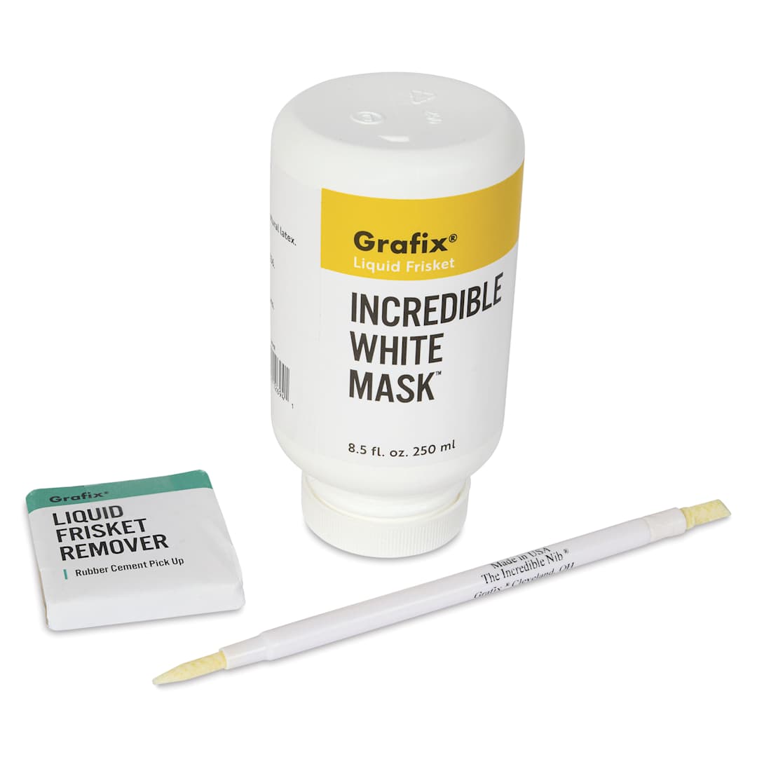 Open in modal - Grafix Incredible White Mask Frisket Kit - Liquid Frisket and The Incredible Nib Kit, Large