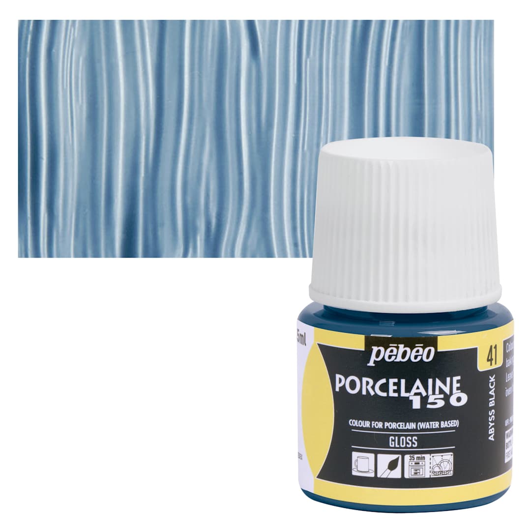 Open in modal - Pebeo Porcelaine 150 Paint - Abyss, Transparent, 45 ml bottle and swatch
