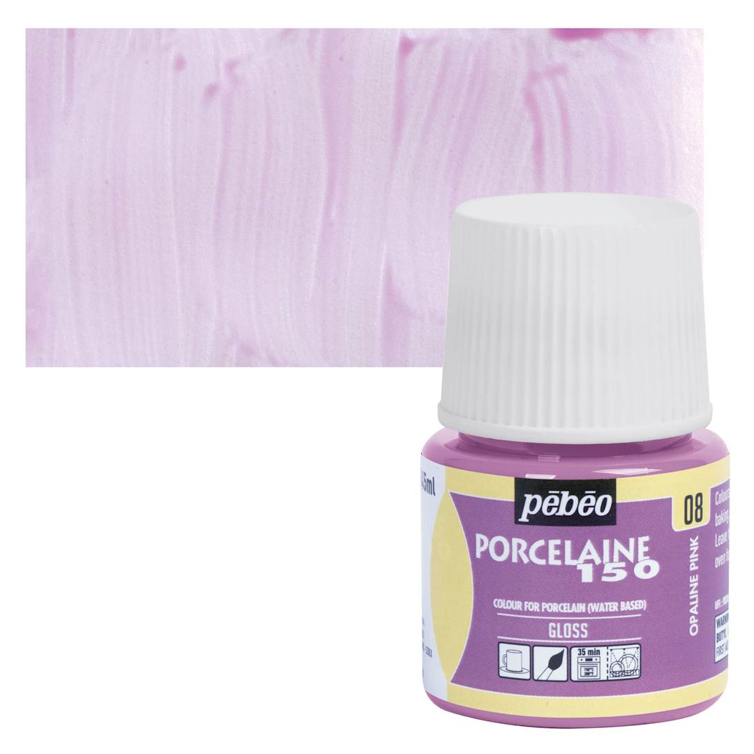 Open in modal - Pebeo Porcelaine 150 Paint - Opaline Pink, Opaque, 45 ml bottle and swatch