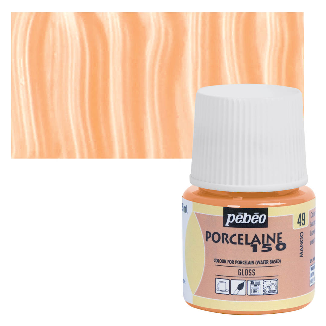 Open in modal - Pebeo Porcelaine 150 Paint - Mango, Opaque, 45 ml bottle and swatch