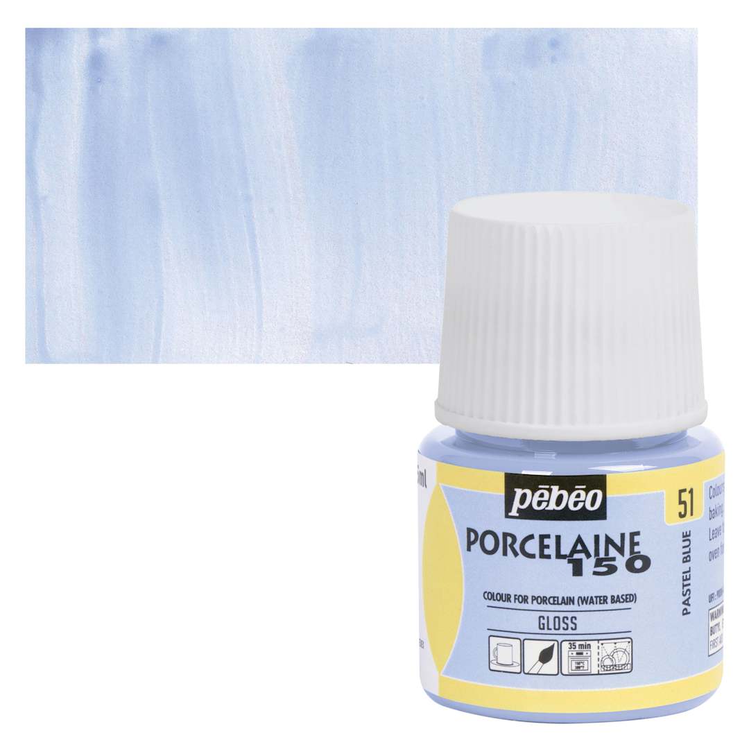Open in modal - Pebeo Porcelaine 150 Paint - Pastel Blue, Opaque, 45 ml bottle and swatch