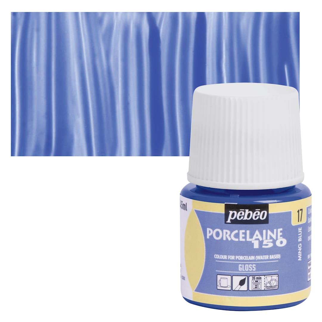 Open in modal - Pebeo Porcelaine 150 Paint - Ming Blue, Opaque, 45 ml bottle and swatch