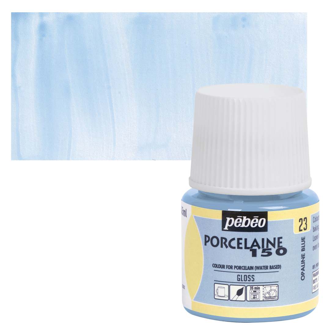 Open in modal - Pebeo Porcelaine 150 Paint - Opaline Blue, Opaque, 45 ml bottle and swatch