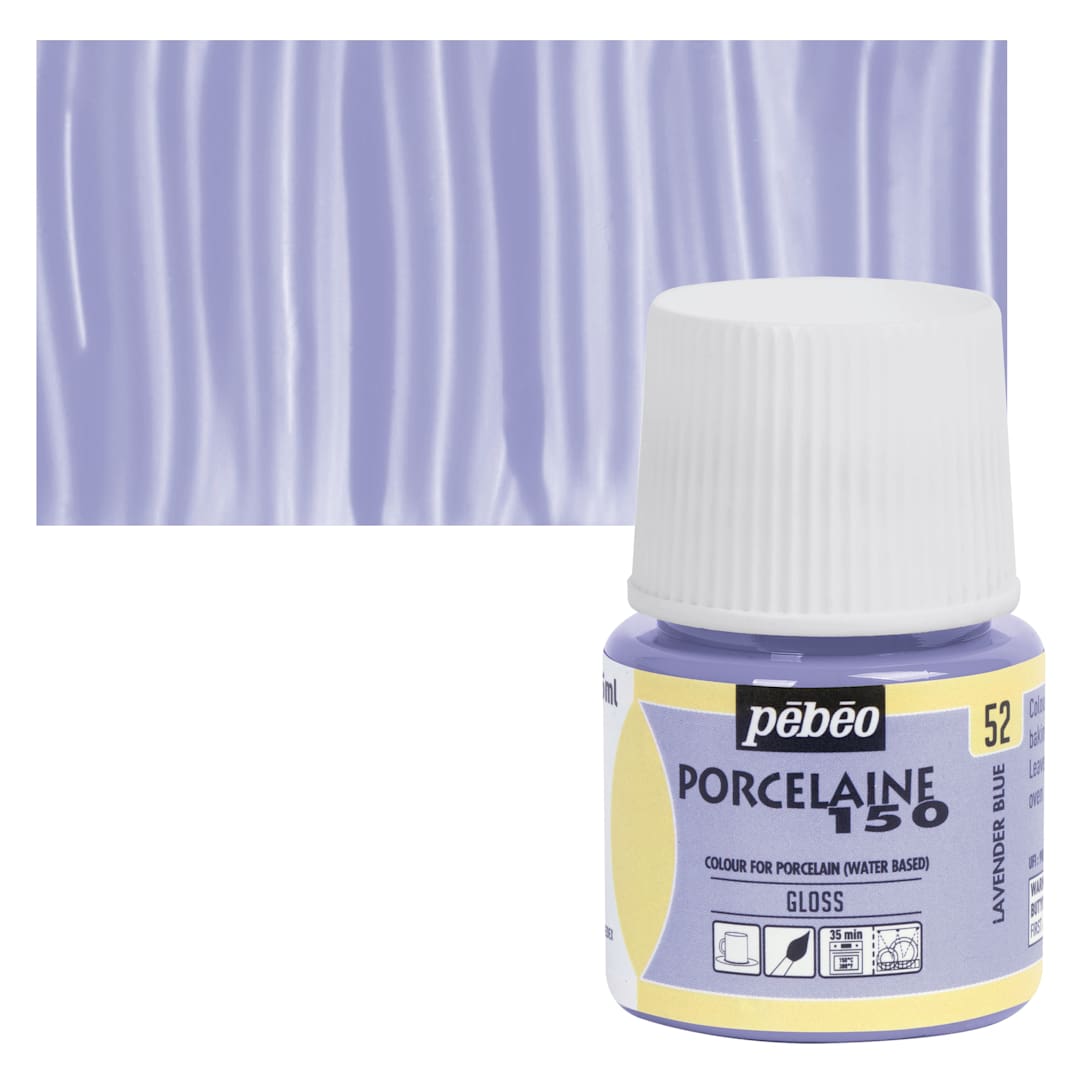 Open in modal - Pebeo Porcelaine 150 Paint - Lavender Blue, Opaque, 45 ml bottle and swatch