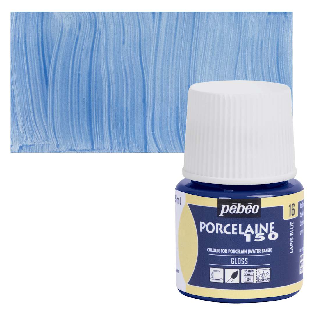 Open in modal - Pebeo Porcelaine 150 Paint - Lapis, Transparent, 45 ml bottle and swatch