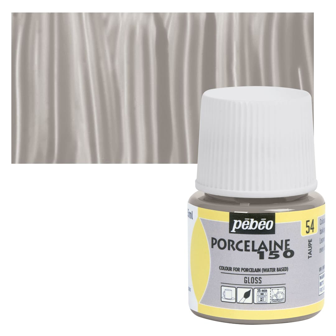 Open in modal - Pebeo Porcelaine 150 Paint - Taupe, Opaque, 45 ml bottle and swatch