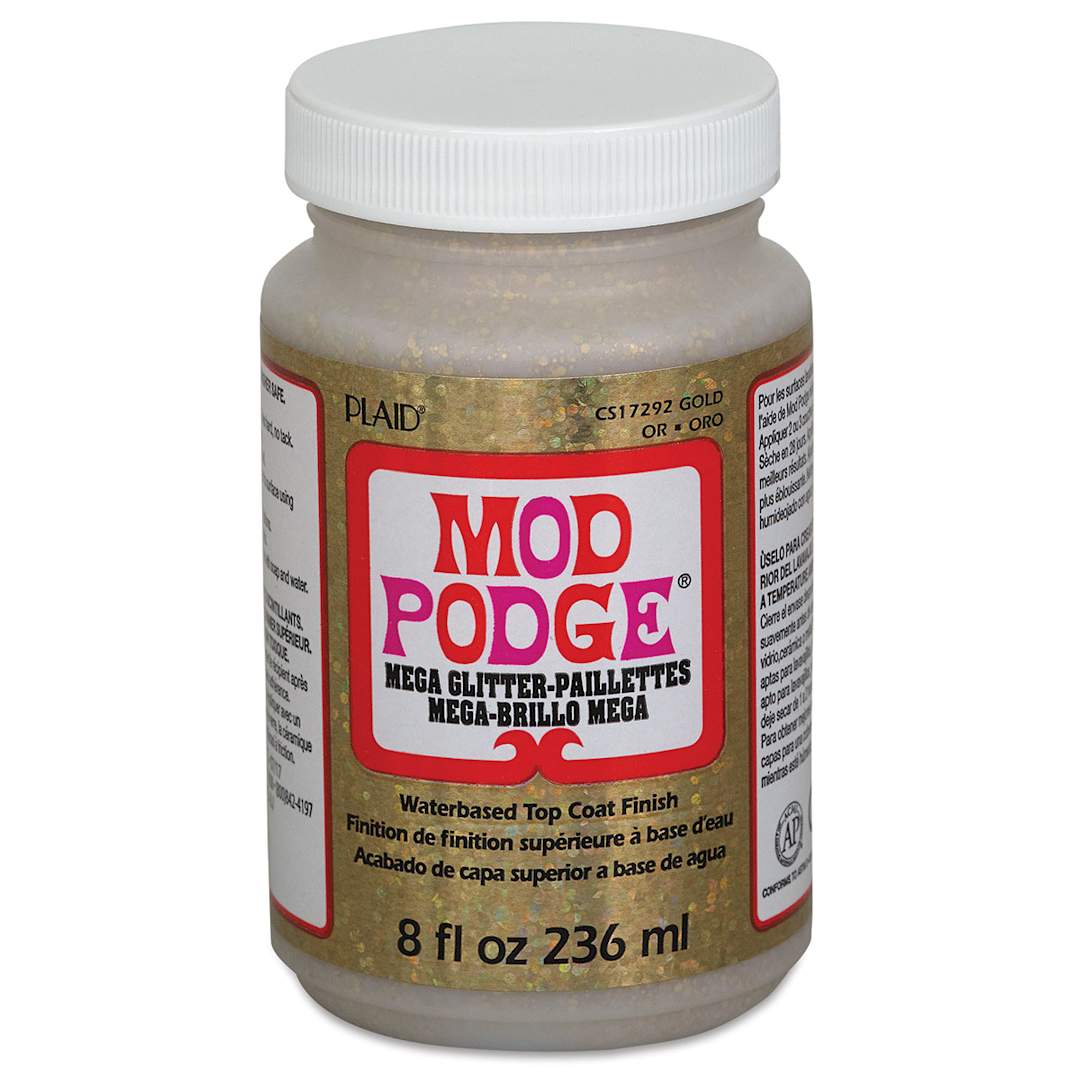 Open in modal - Mod Podge Mega Glitter Top Coat - Gold, front of the jar
