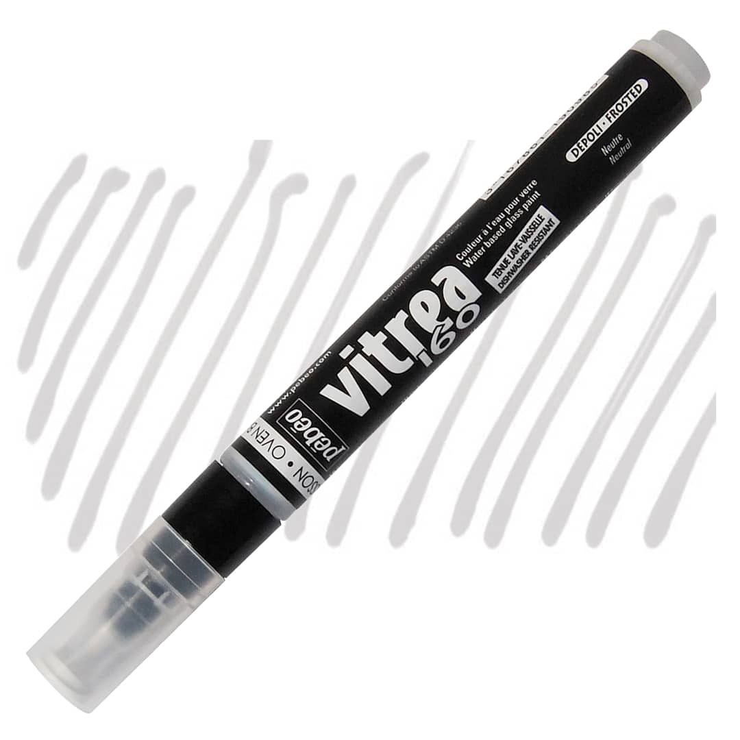 Open in modal - Pebeo Vitrea 160 Paint Marker - Neutral, Frosted marker and swatch