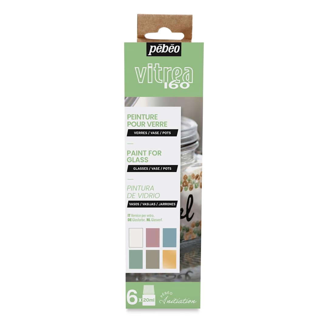 Open in modal - Pebeo Vitrea Paint - Front of package of Pastel Initiation Set of 6 