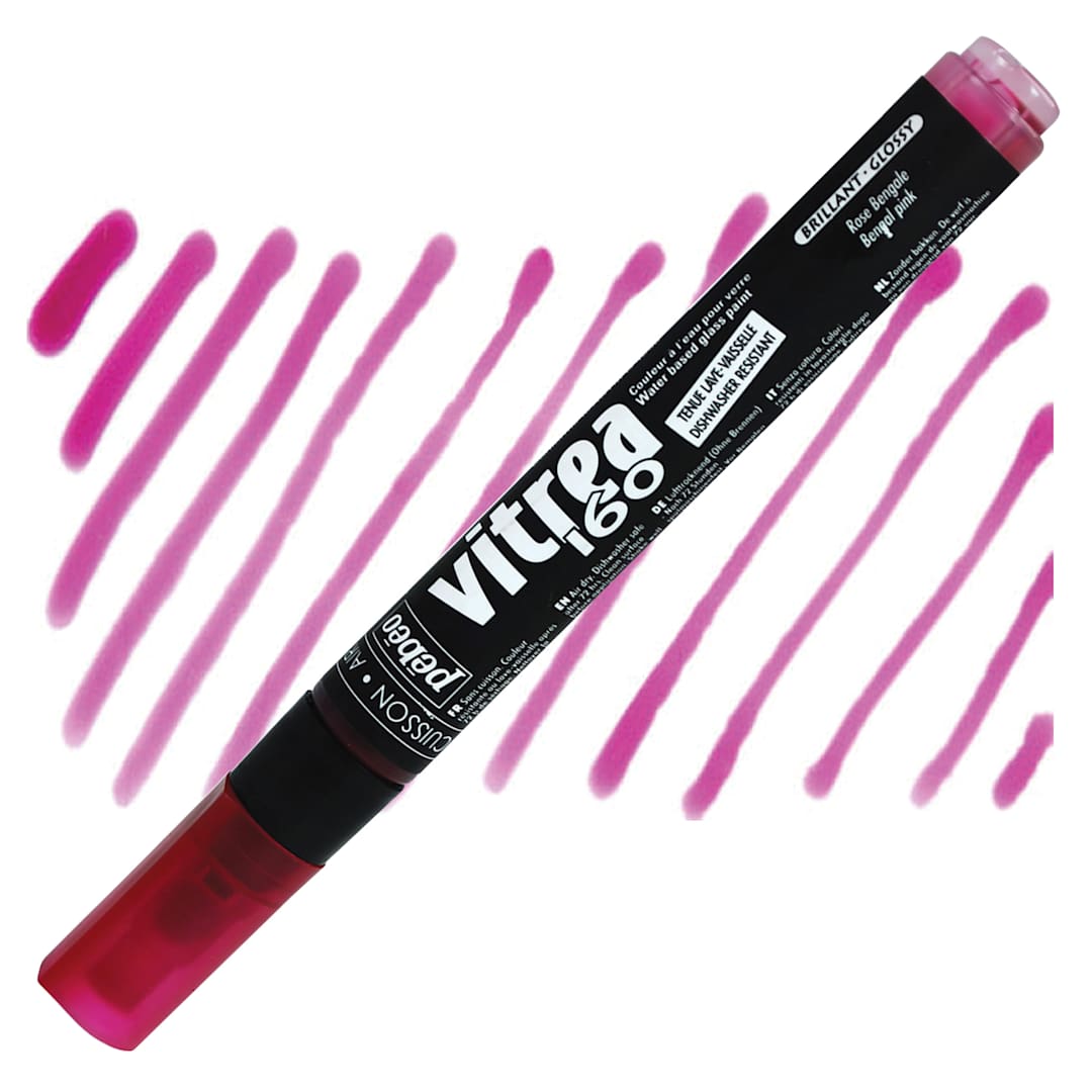 Open in modal - Pebeo Vitrea 160 Paint Marker - Bengal Pink, marker and swatch