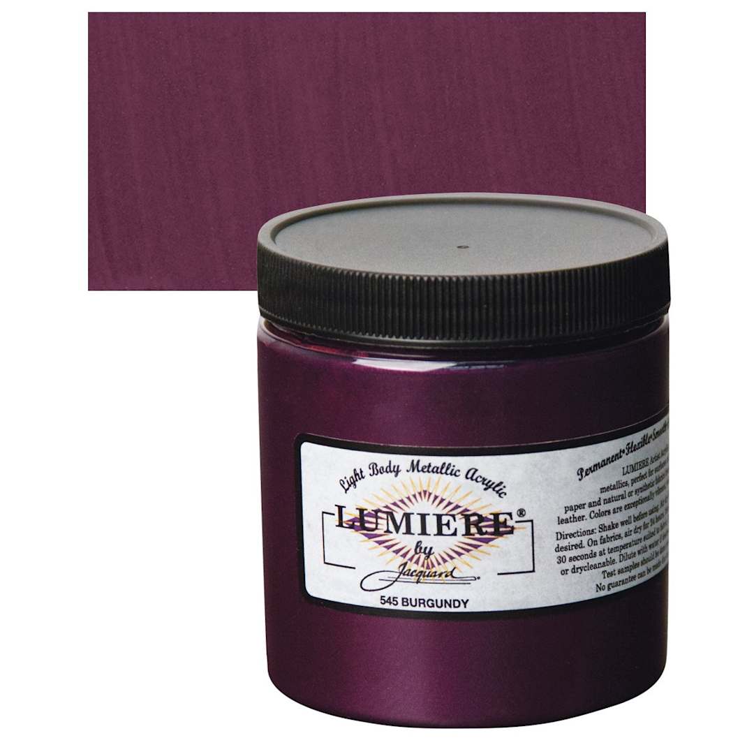 Open in modal - Jacquard Lumiere Acrylic - Burgundy, 8 oz Jar and swatch