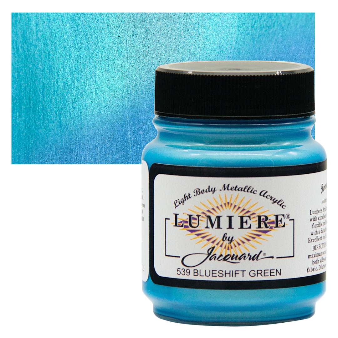 Open in modal - Jacquard Lumiere Acrylic - Blueshift Green, 2.25 oz Jar and swatch