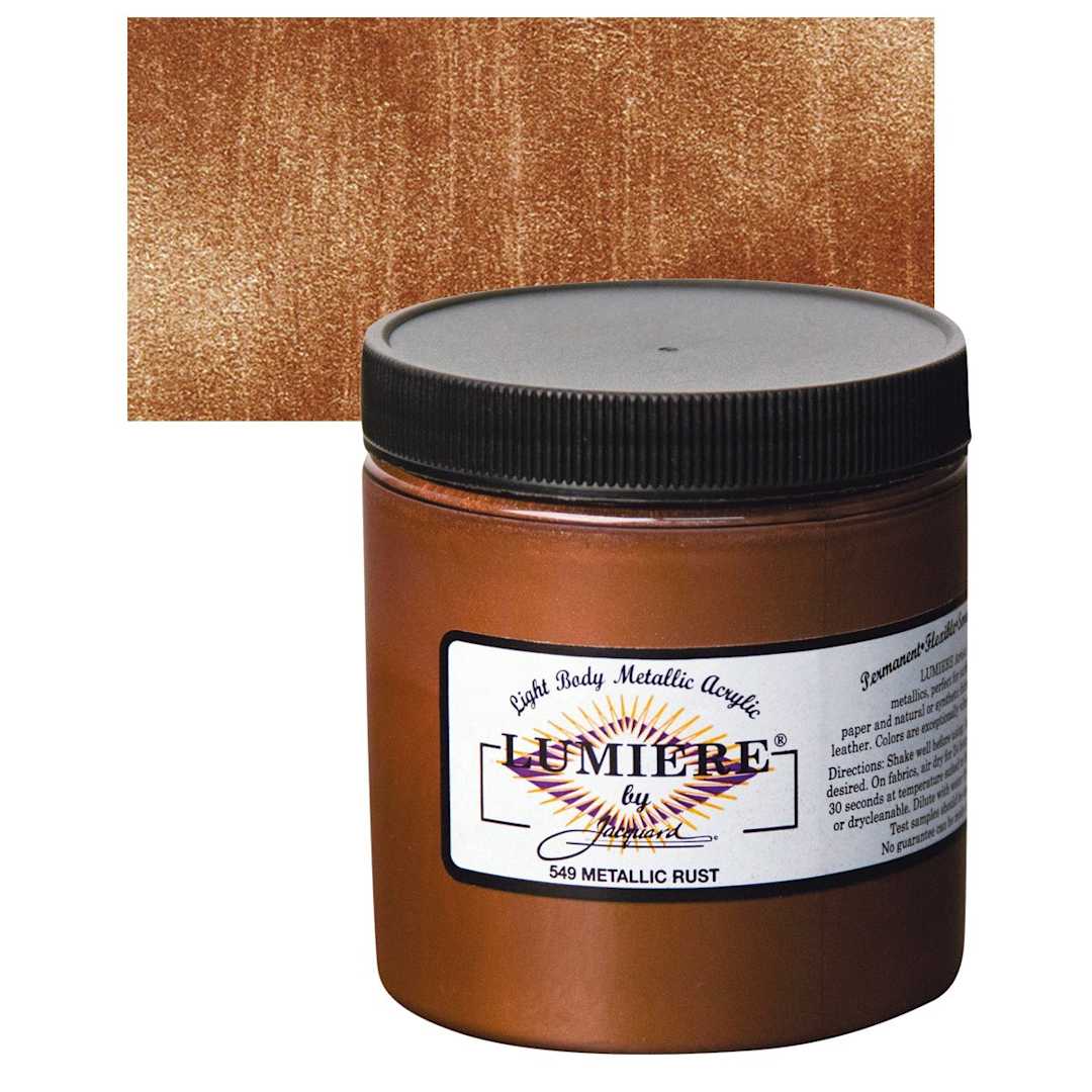 Open in modal - Jacquard Lumiere Acrylic - Metallic Rust, 8 oz Jar and swatch