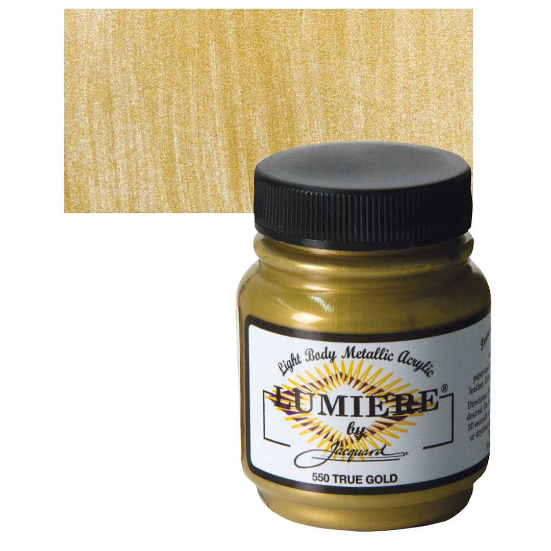 Open in modal - Jacquard Lumiere Acrylic - Metallic True Gold, 2.25 oz Jar and swatch