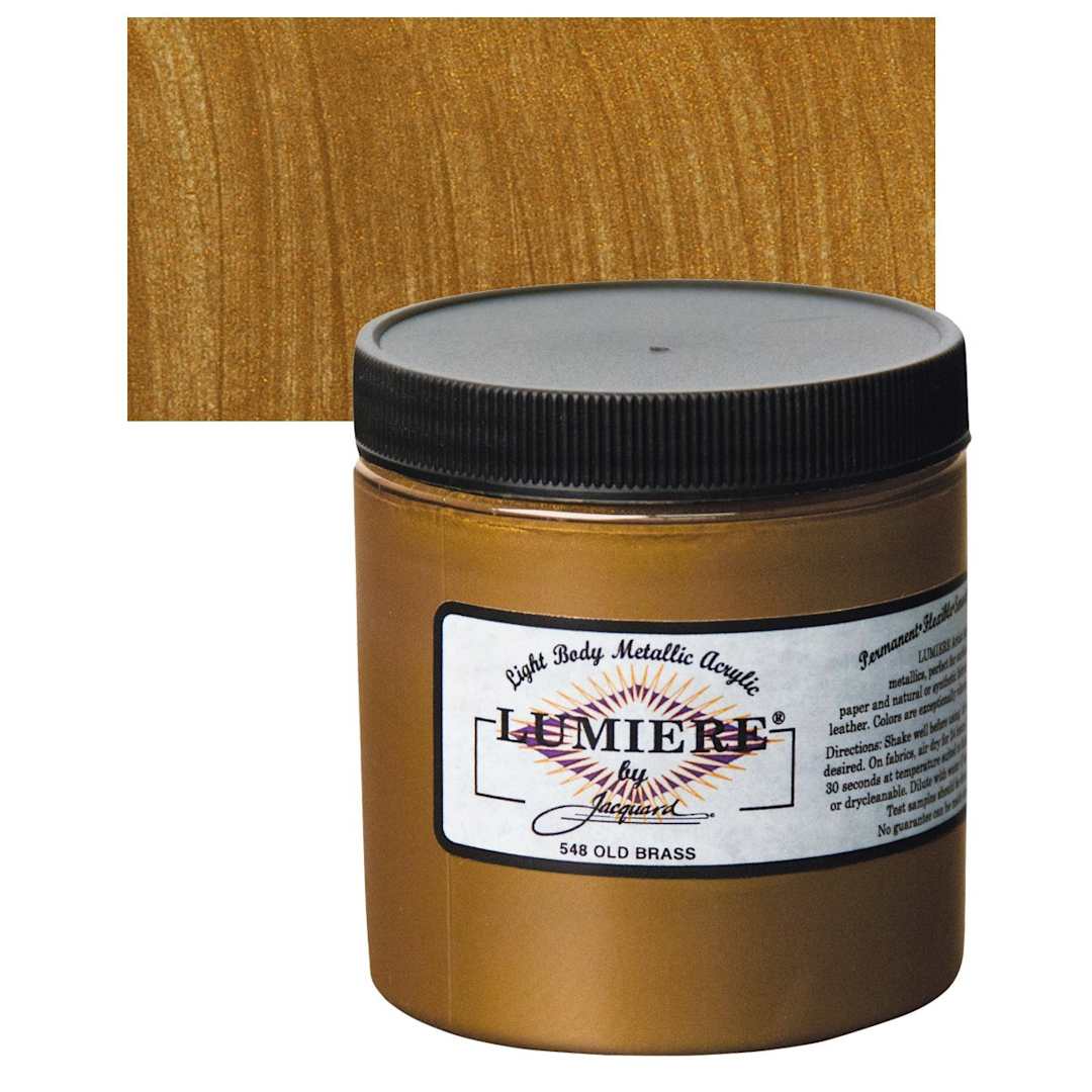 Open in modal - Jacquard Lumiere Acrylic - Old Brass, 8 oz Jar and swatch