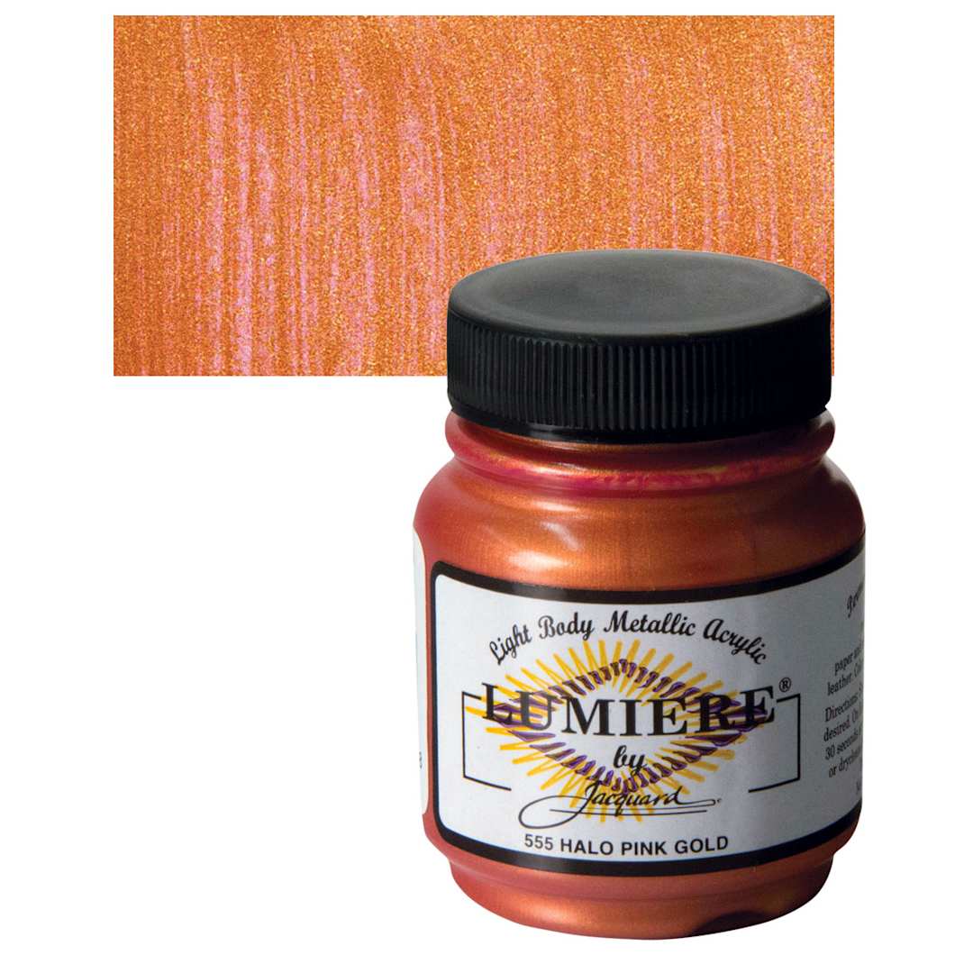 Open in modal - Jacquard Lumiere Acrylic - Halo Pink Gold, 2.25 oz Jar and swatch