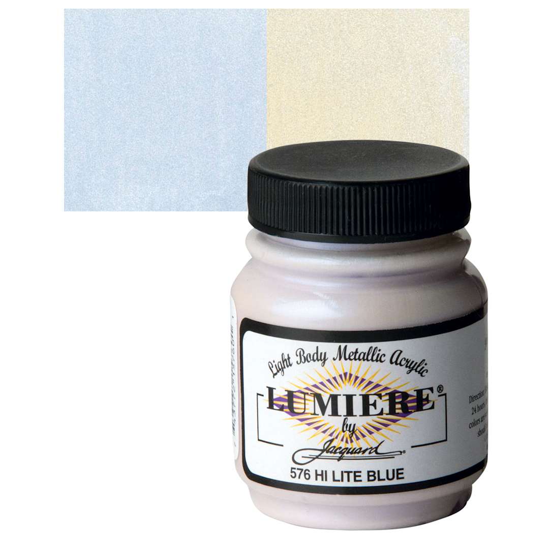 Open in modal - Jacquard Lumiere Acrylic - Hi-Lite Blue, 2.25 oz Jar and swatch