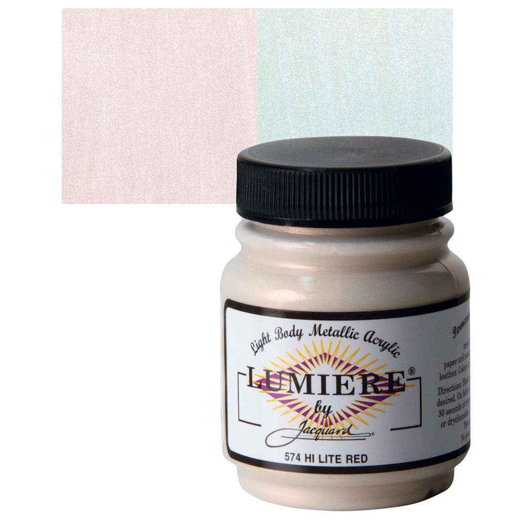 Open in modal - Jacquard Lumiere Acrylic - Hi-Lite Red, 2.25 oz Jar and swatch