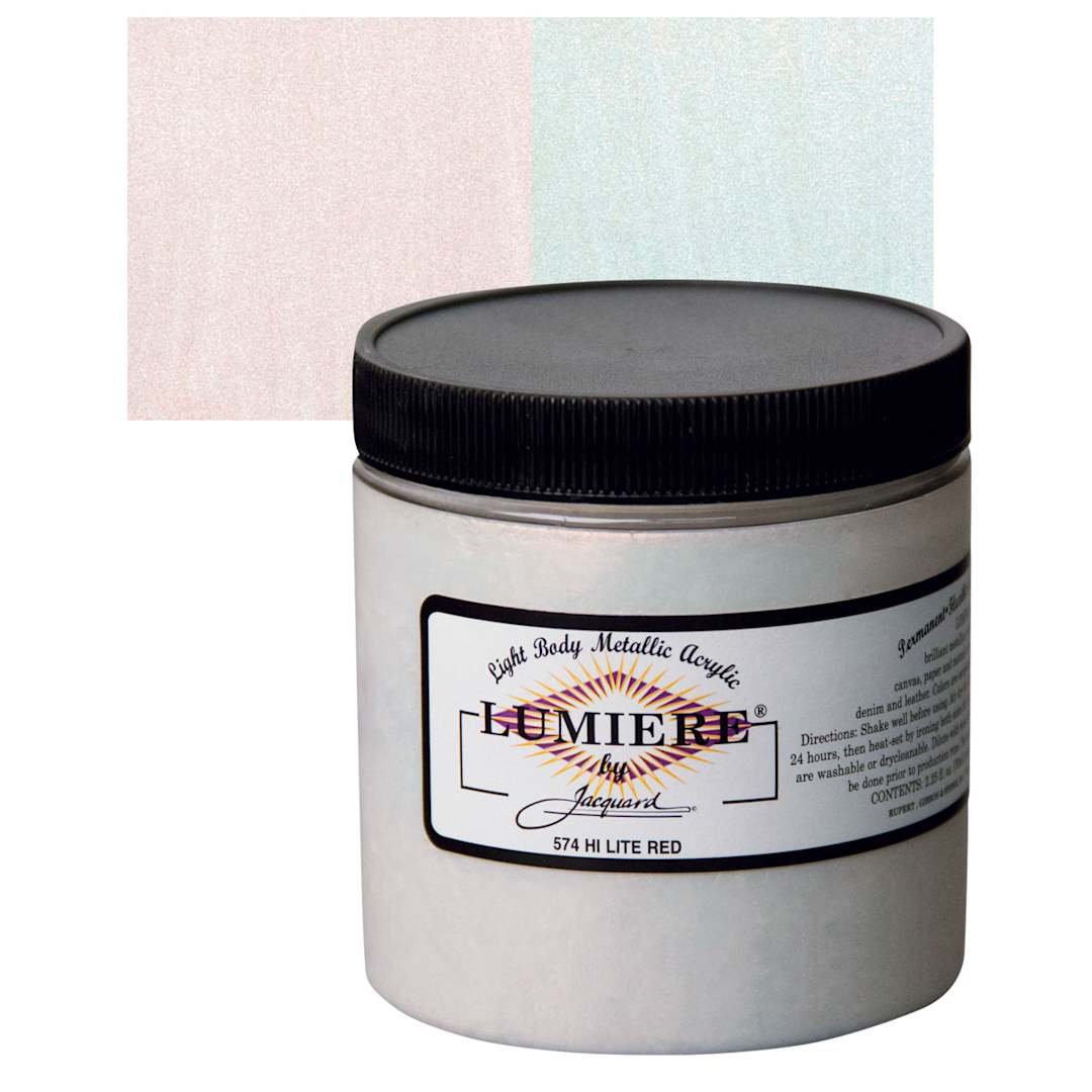 Open in modal - Jacquard Lumiere Acrylic - Hi-Lite Red, 8 oz Jar and swatch