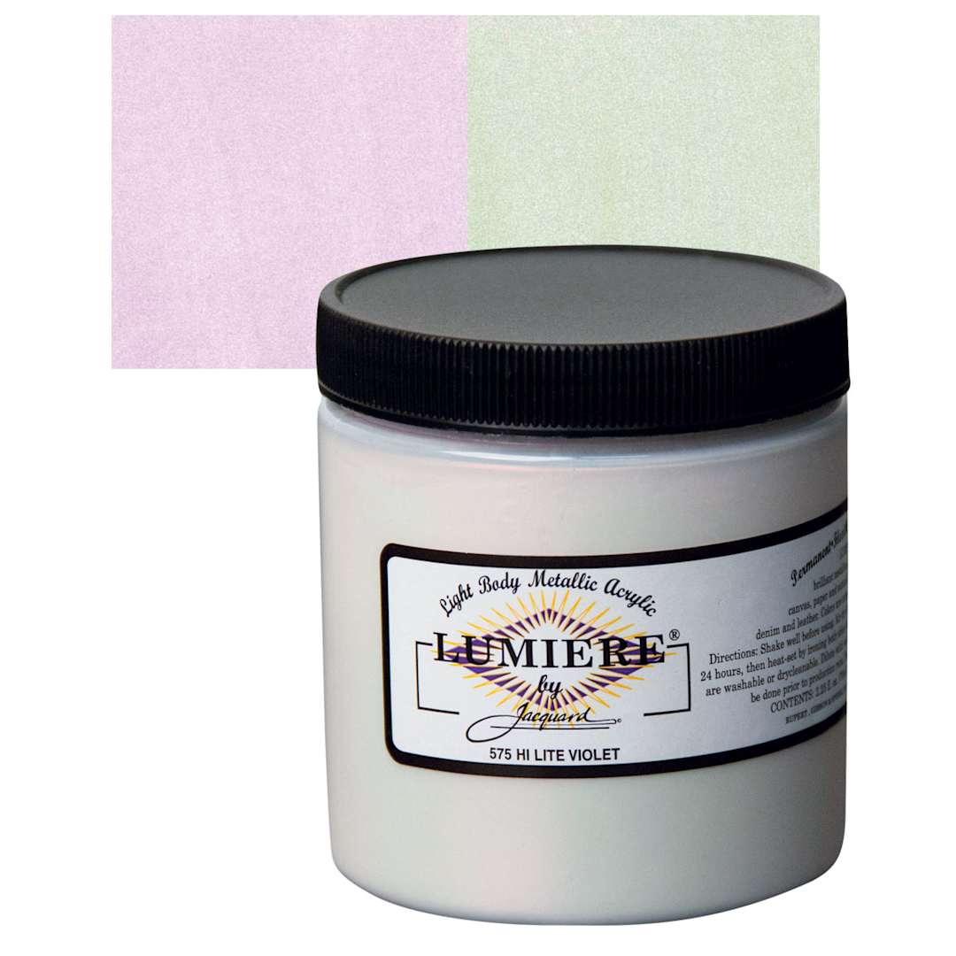 Open in modal - Jacquard Lumiere Acrylic - Hi-Lite Violet, 8 oz Jar and swatch