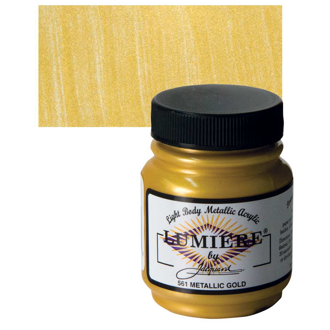 Open in modal - Jacquard Lumiere Acrylic - Metallic Gold, 2.25 oz Jar and swatch