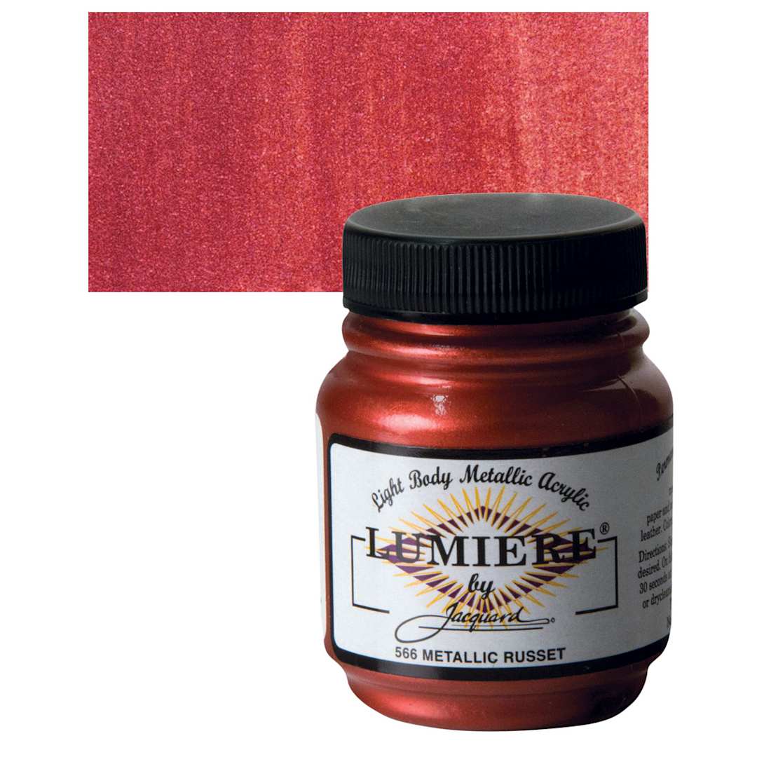 Open in modal - Jacquard Lumiere Acrylic - Metallic Russet, 2.25 oz Jar and swatch