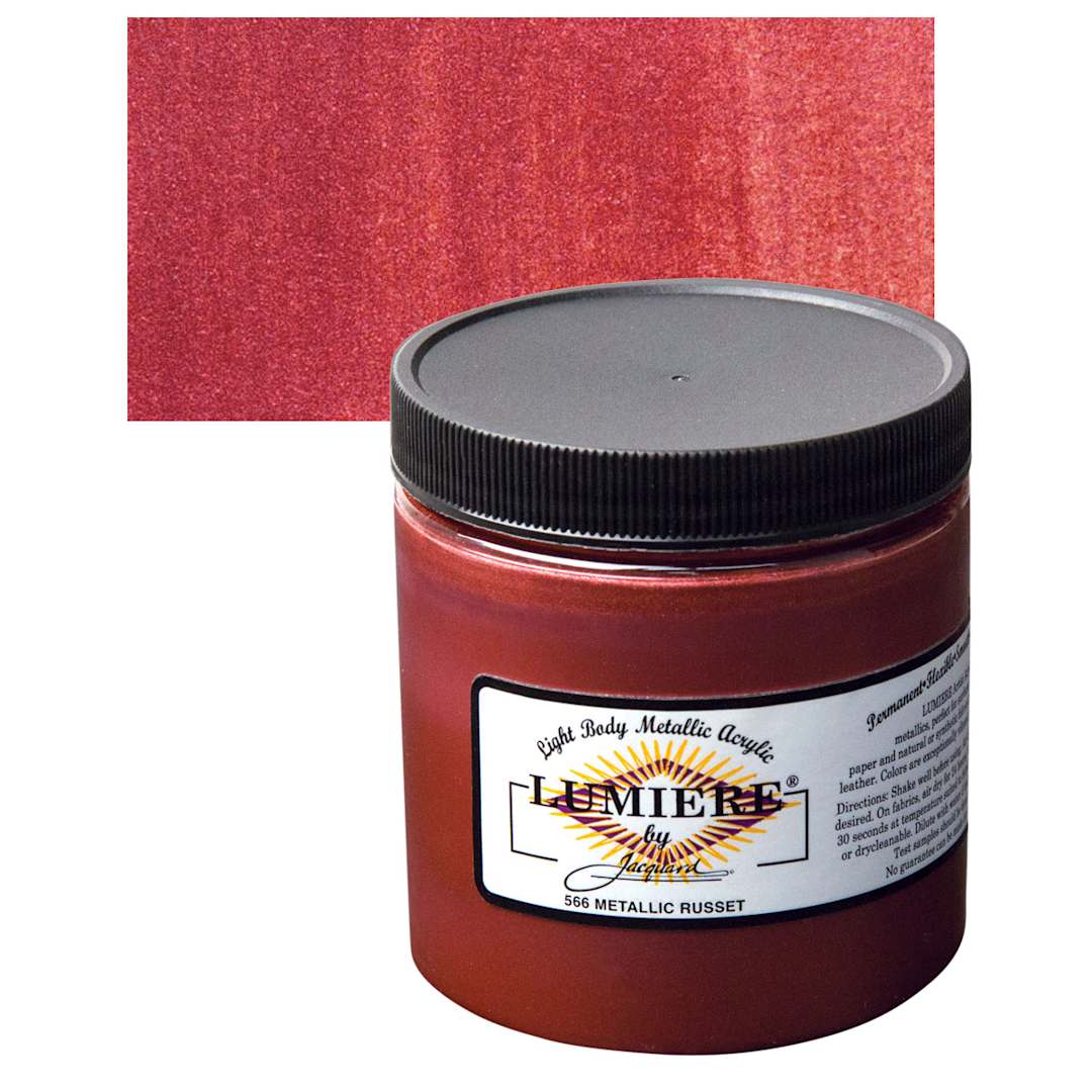 Open in modal - Jacquard Lumiere Acrylic - Metallic Russet, 8 oz Jar and swatch
