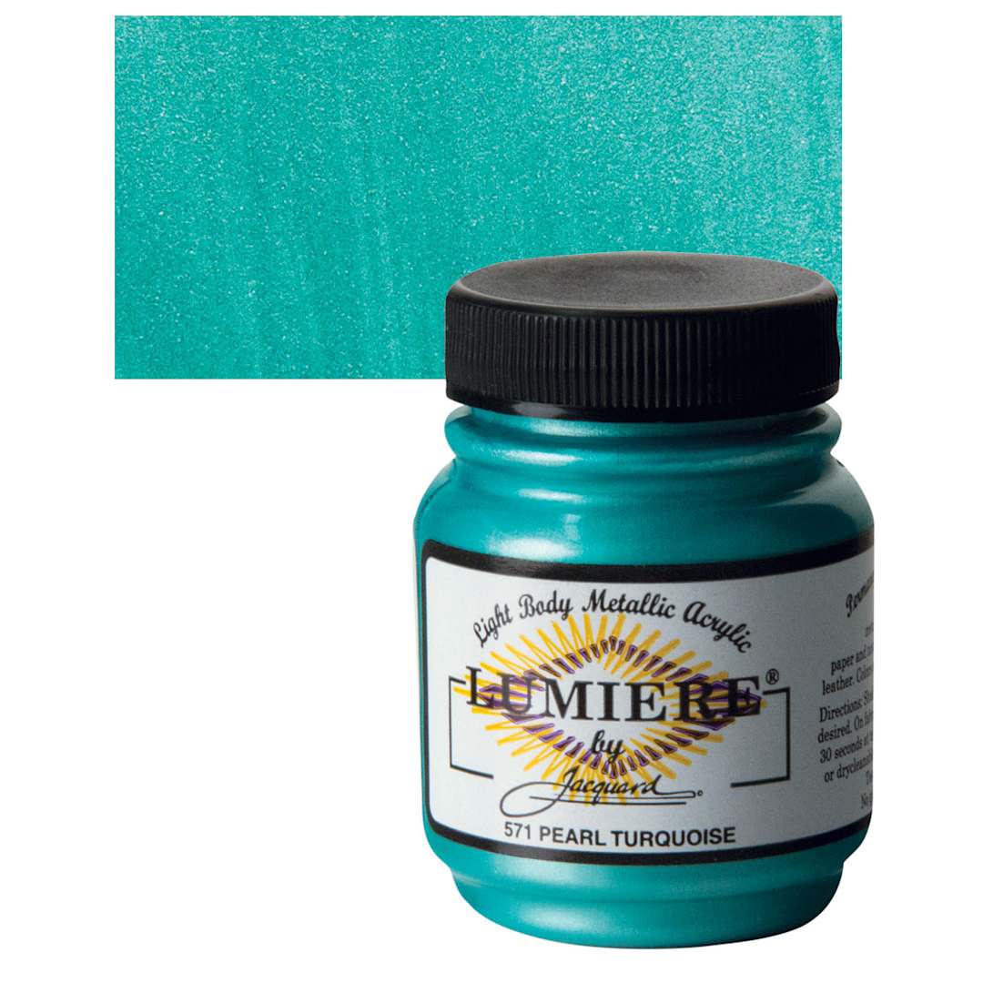 Open in modal - Jacquard Lumiere Acrylic - Pearlescent Turquoise, 2.25 oz Jar and swatch