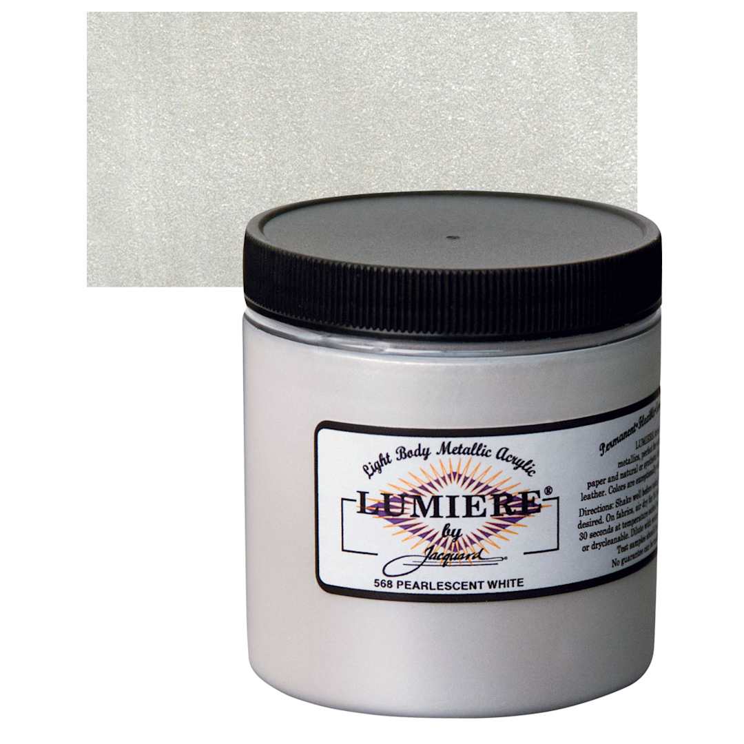 Open in modal - Jacquard Lumiere Acrylic - Pearlescent White, 8 oz Jar and swatch