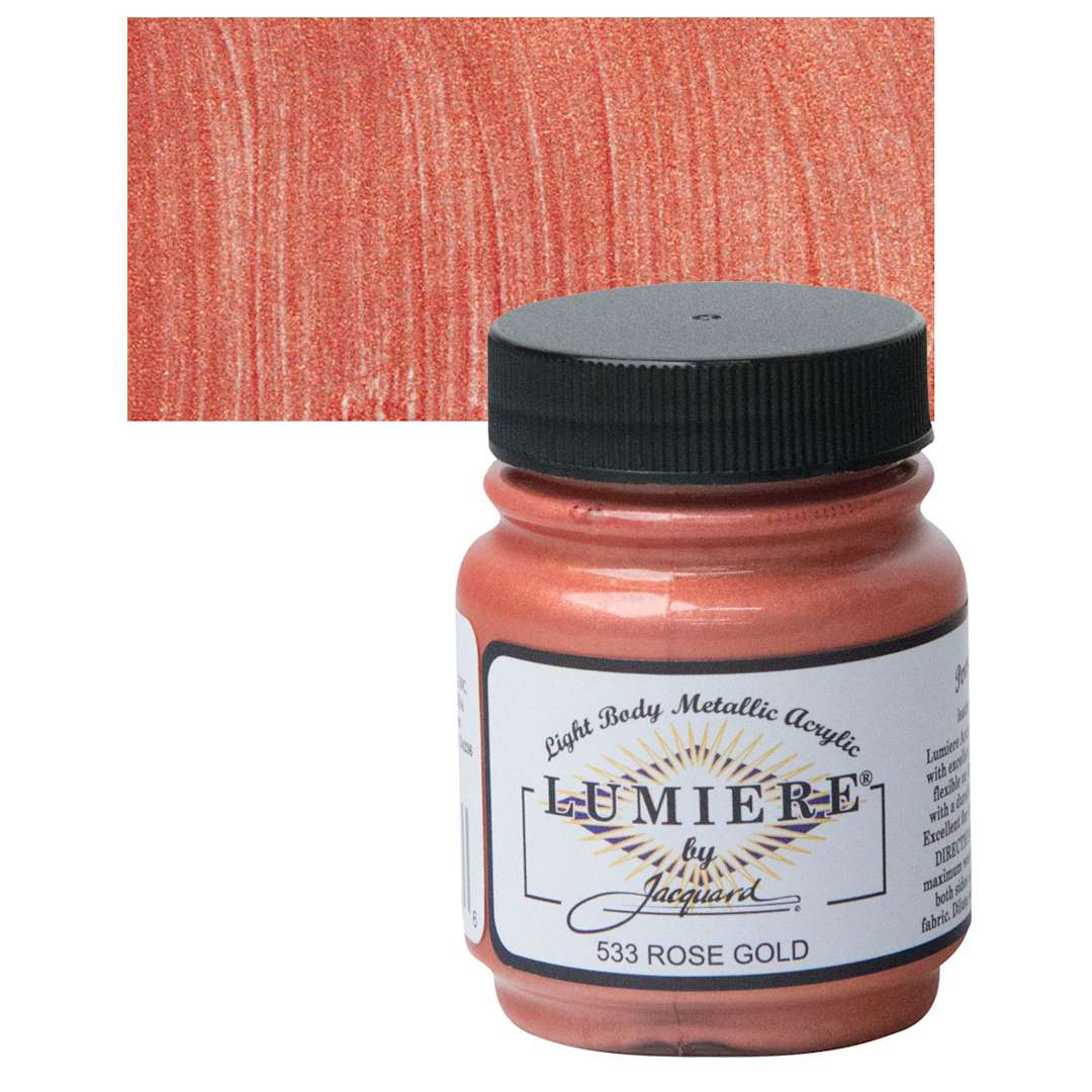 Open in modal - Jacquard Lumiere Acrylic - Rose Gold, 2.25 oz Jar and swatch