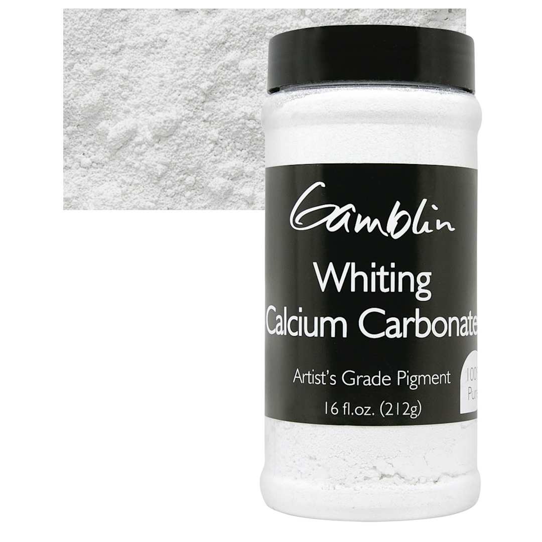 Open in modal - Gamblin Artist's Grade Pigment - Whiting, 16 oz jar and swatch