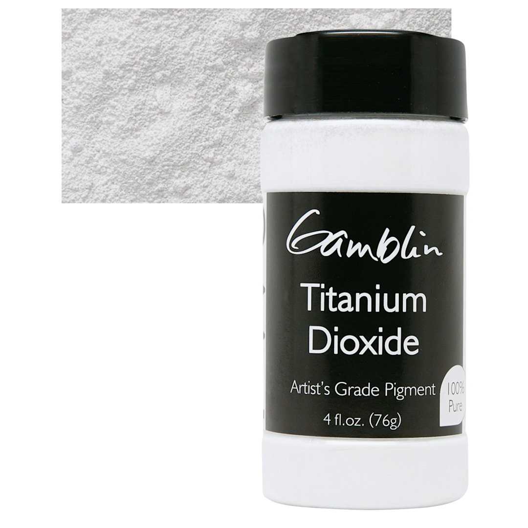 Open in modal - Gamblin Artist's Grade Pigment - Titanium White  Dioxide, 4 oz bottle and swatch
