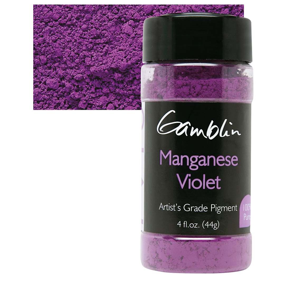 Open in modal - Gamblin Artist's Grade Pigment - Manganese Violet, 4 oz bottle and swatch
