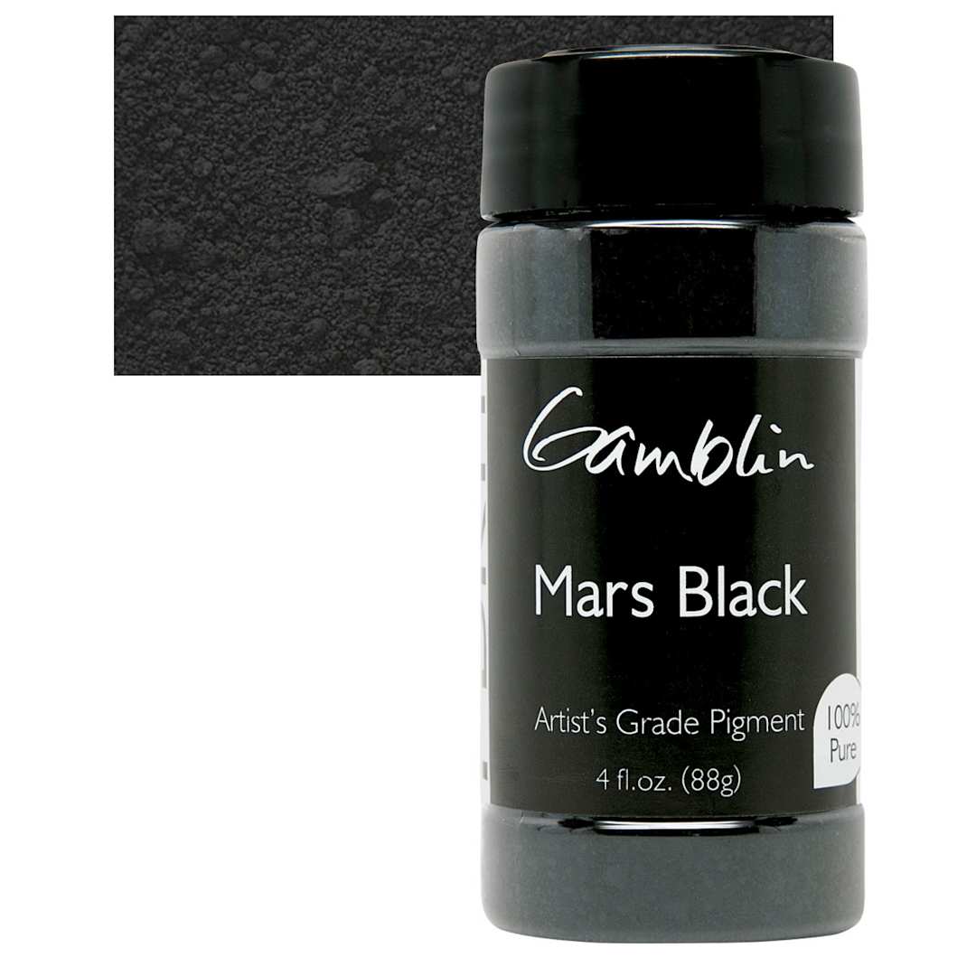 Open in modal - Gamblin Artist's Grade Pigment - Mars Black, 4 oz bottle and swatch