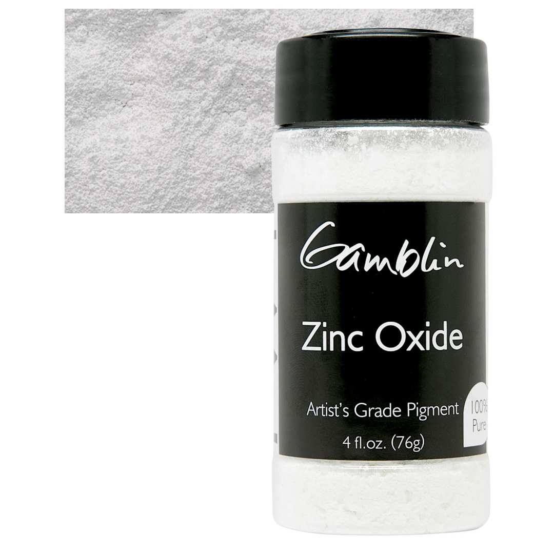 Open in modal - Gamblin Artist's Grade Pigment - Zinc White Oxide, 4 oz bottle and swatch