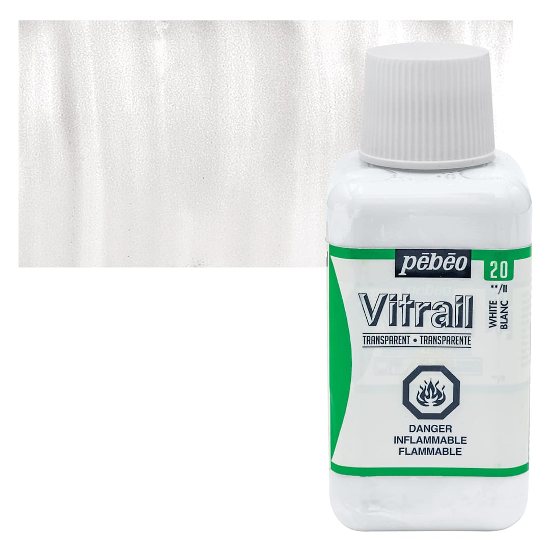 Open in modal - Pebeo Vitrail Paint - White, 250 ml bottle and swatch