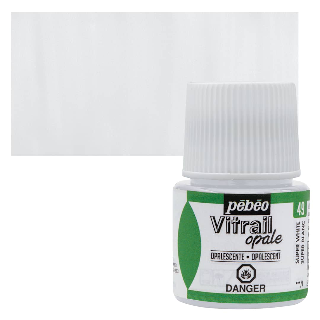Open in modal - Pebeo Vitrail Paint - Opaque Super White, 45 ml bottle and swatch