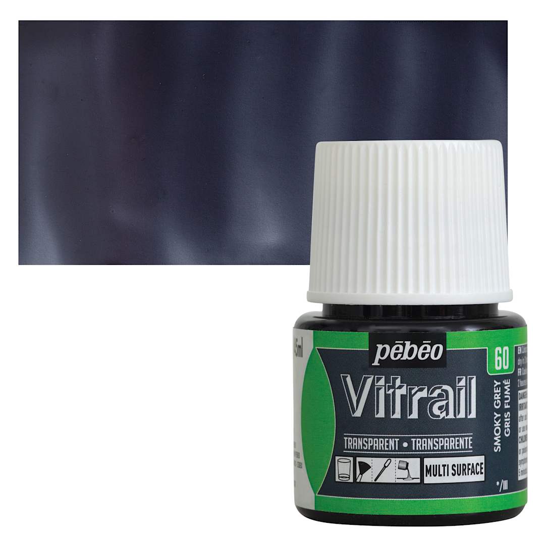 Open in modal - Pebeo Vitrail Paint - Smoky Grey, 45 ml bottle and swatch
