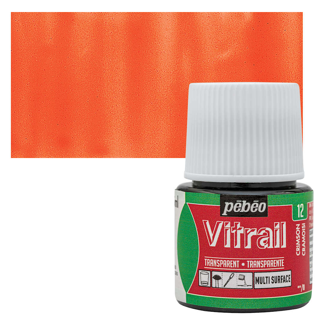 Open in modal - Pebeo Vitrail Paint - Crimson, 45 ml bottle and swatch