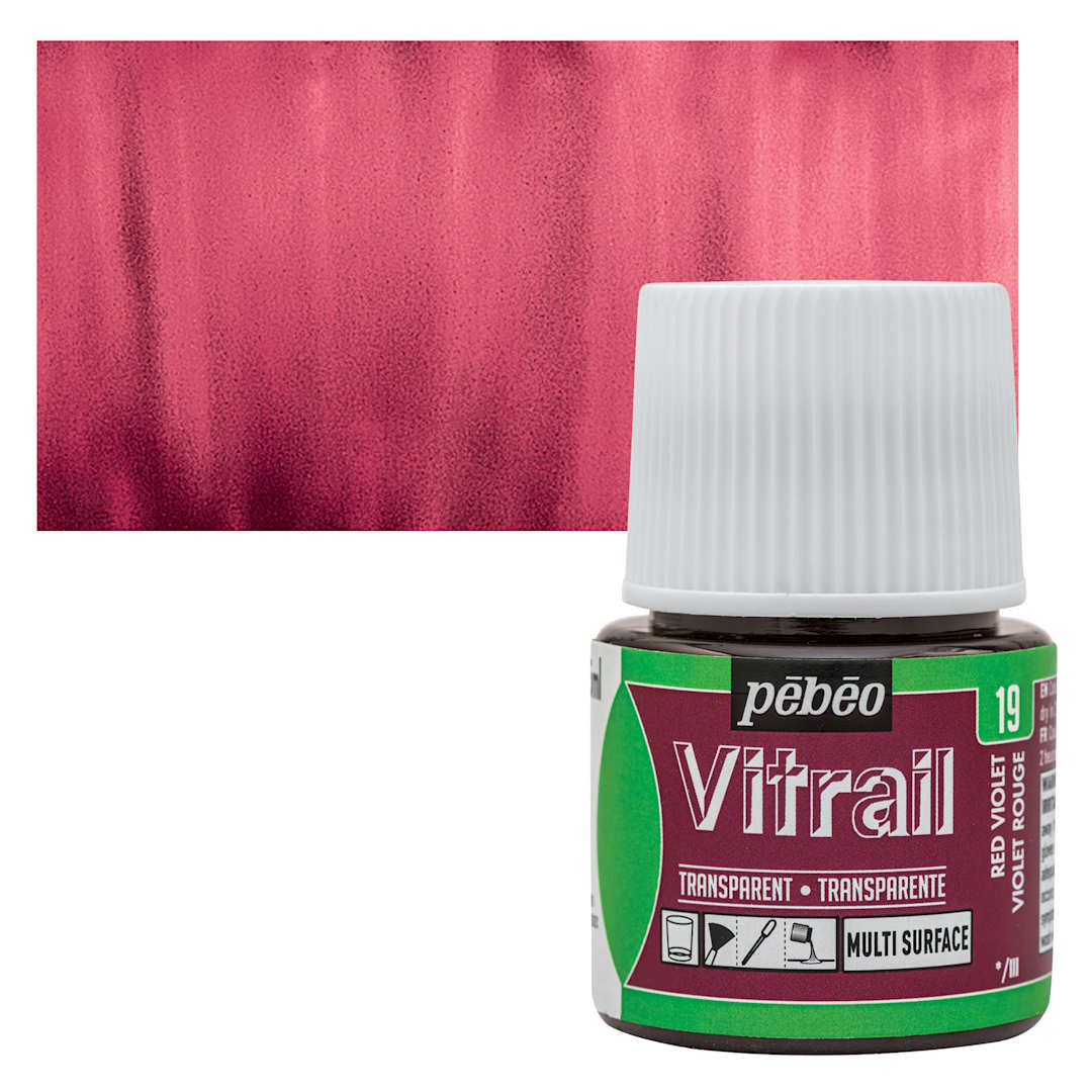 Open in modal - Pebeo Vitrail Paint - Red Violet, 45 ml bottle and swatch