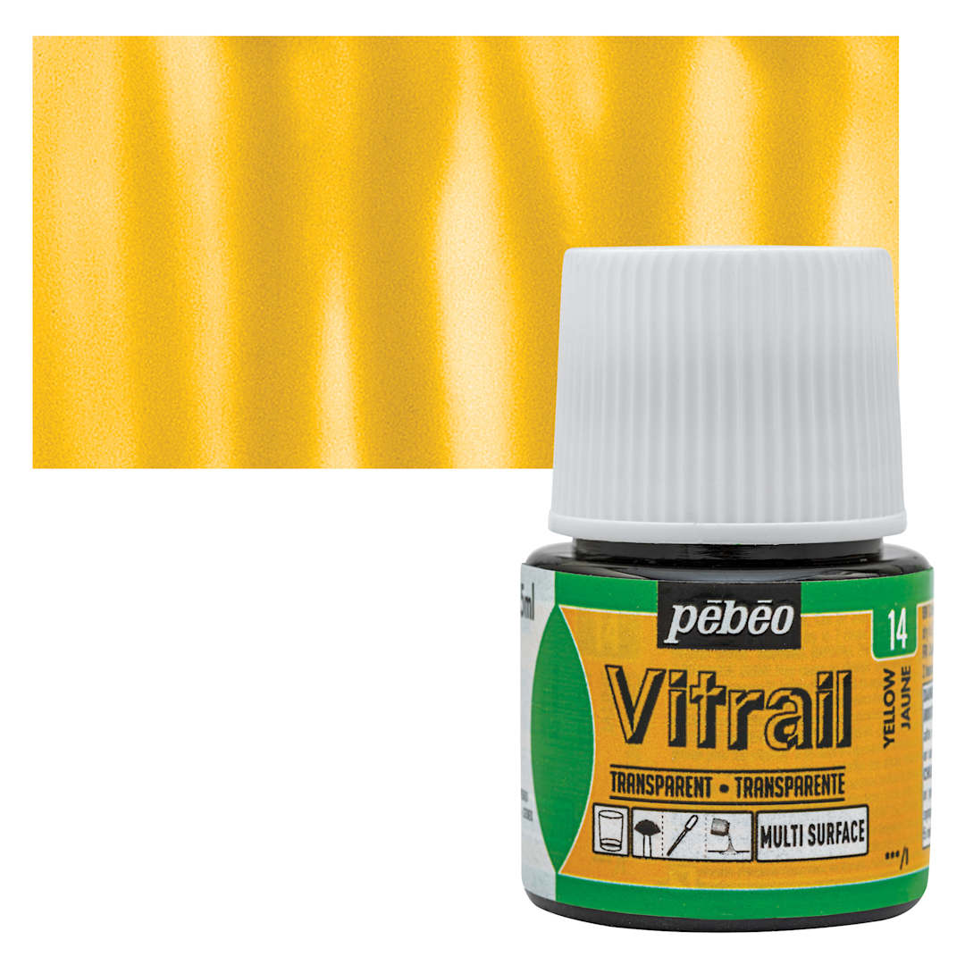 Open in modal - Pebeo Vitrail Paint - Yellow, 45 ml bottle and swatch