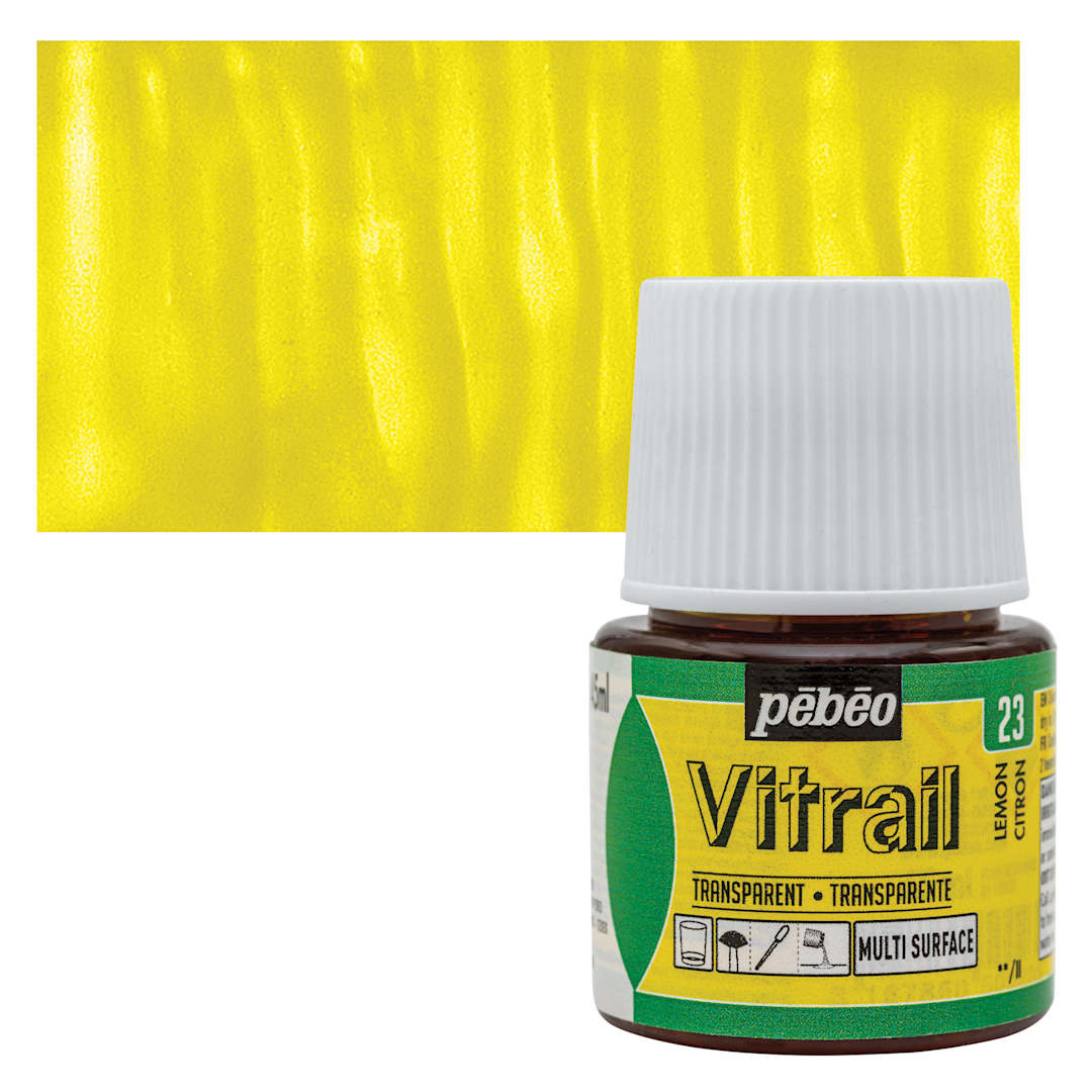 Open in modal - Pebeo Vitrail Paint - Lemon, 45 ml bottle and swatch