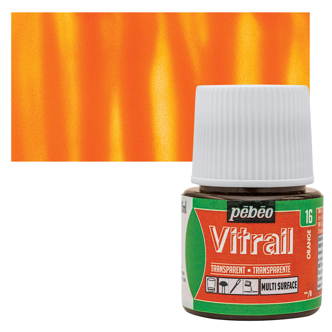 Open in modal - Pebeo Vitrail Paint - Orange, 45 ml bottle and swatch