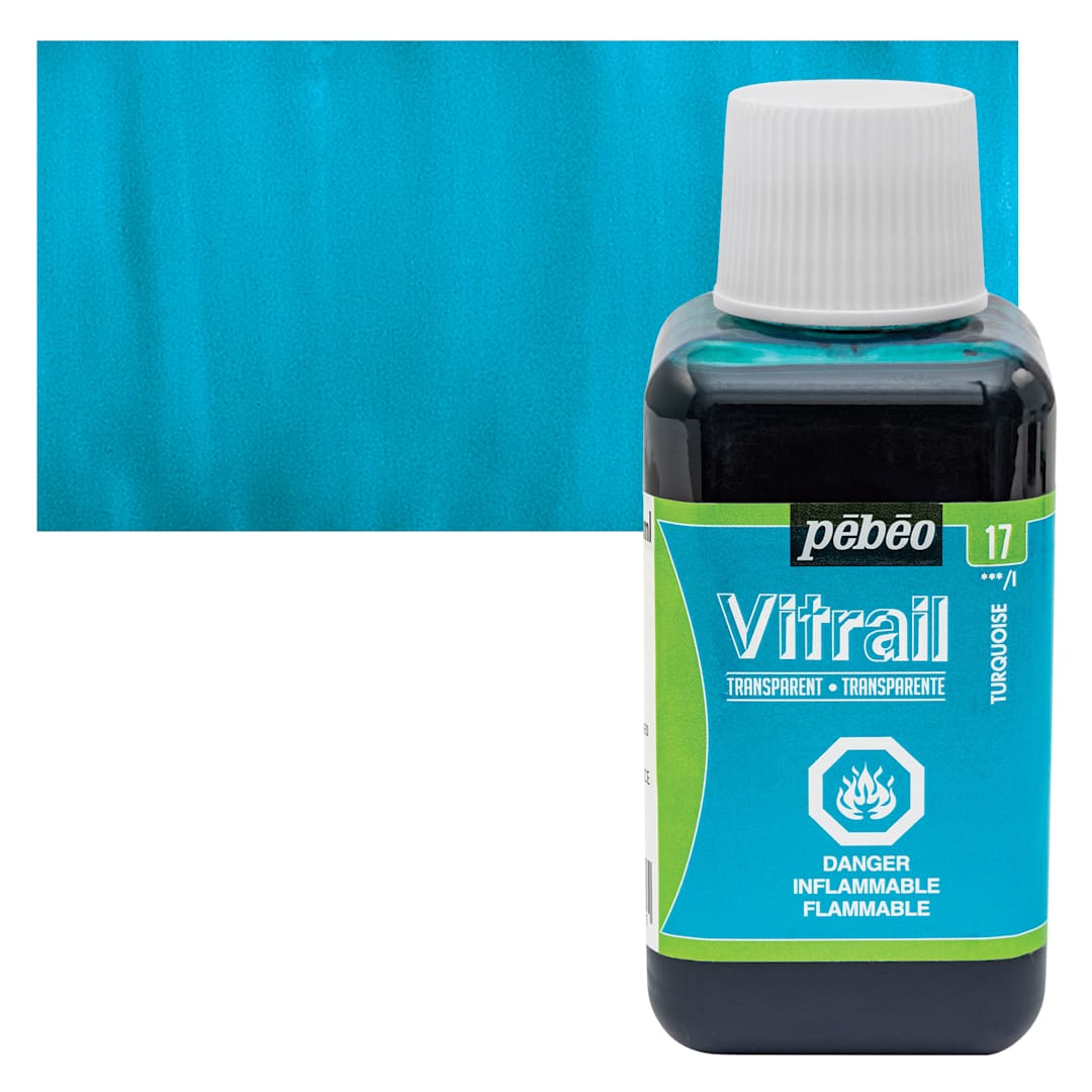 Open in modal - Pebeo Vitrail Paint - Turquoise, 250 ml bottle and swatch