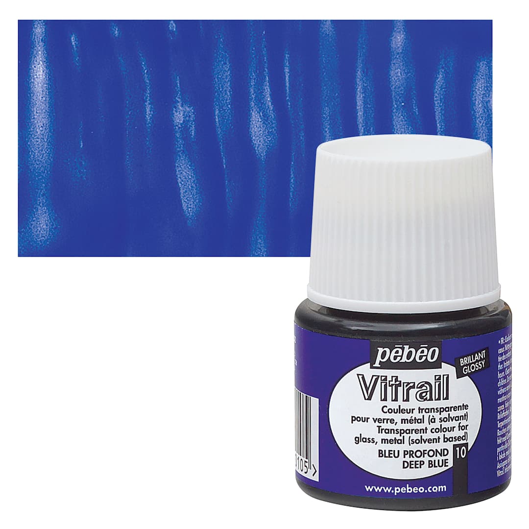 Open in modal - Pebeo Vitrail Paint - Deep Blue, 45 ml bottle and swatch
