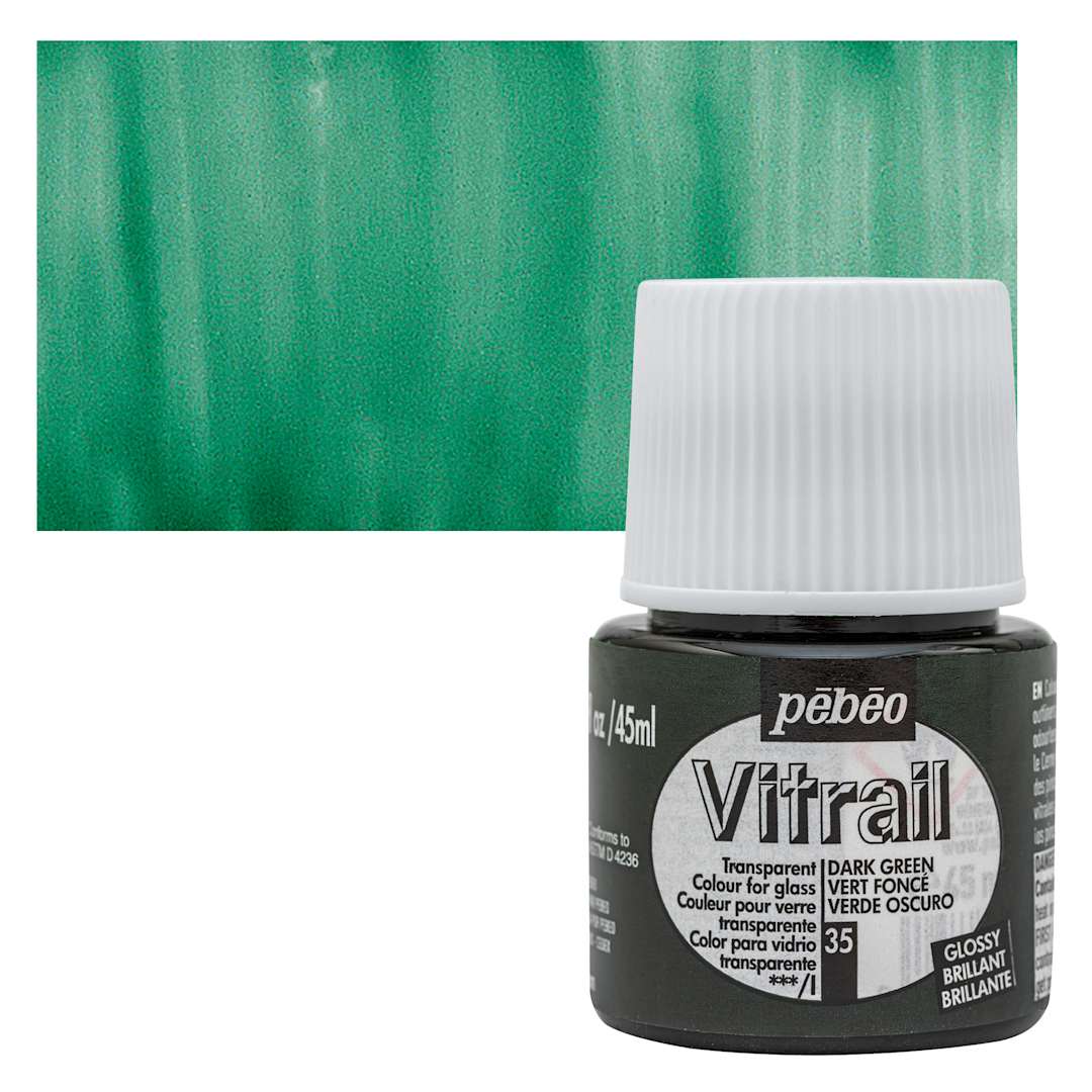 Open in modal - Pebeo Vitrail Paint - Dark Green, 45 ml bottle and swatch