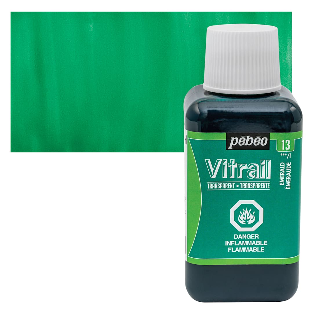 Open in modal - Pebeo Vitrail Paint - Emerald, 250 ml bottle and swatch