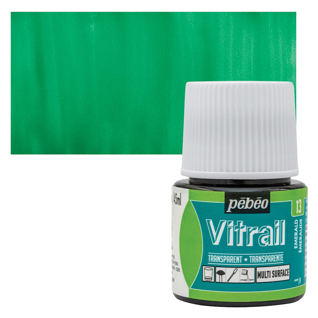 Open in modal - Pebeo Vitrail Paint - Emerald, 45 ml bottle and swatch