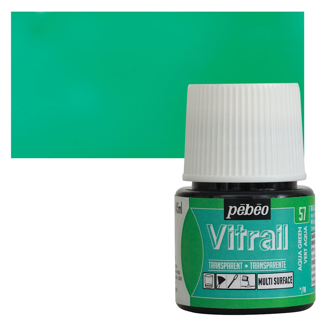 Open in modal - Pebeo Vitrail Paint - Aqua Green, 45 ml bottle and swatch